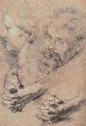 Peter Paul Rubens Head and hand-s pencil sketch Germany oil painting artist
